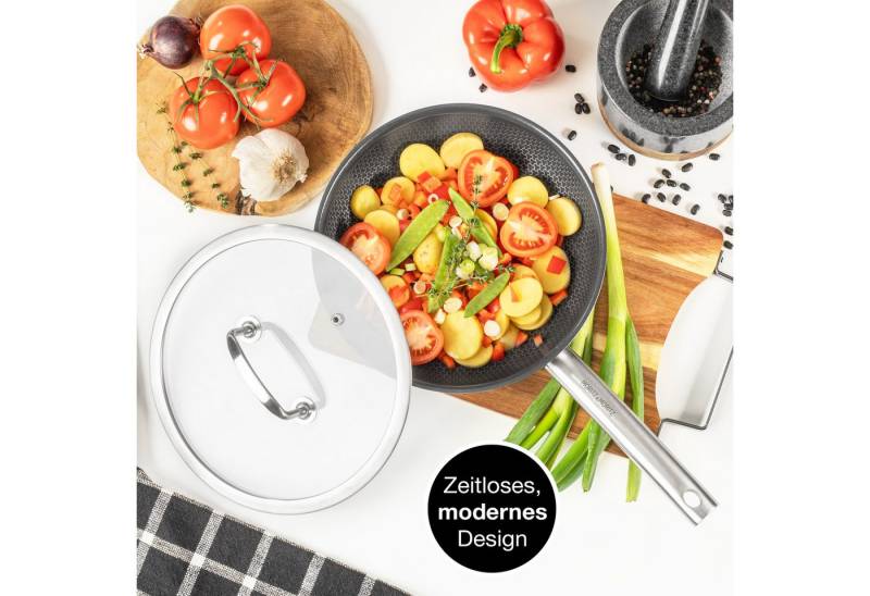 Moritz & Moritz Pfannen-Set Pfanne mit Deckel 24cm & 28cm runder Rand, Aluminium (Set), antihaft von Moritz & Moritz
