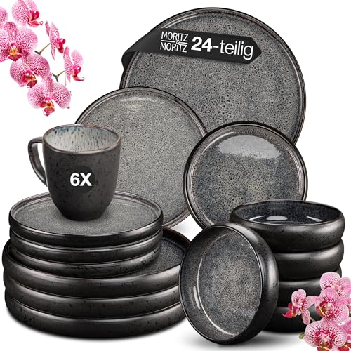 Moritz & Moritz SOLID 24-tlg Steinzeug Geschirr Set 6 Personen - Geschirrset 6 Personen aus je 6 Dinner Teller, Kleine Teller, Tiefe Teller und Tassen mit Henkel Moritz & Moritz SOLID 24-tlg Steinzeug Geschirr Set 6 Personen - Geschirrset 6 Personen aus je 6 Dinner Teller, Kleine Teller, Tiefe Teller und Tassen mit Henkel von Moritz & Moritz