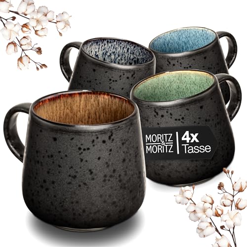 Moritz & Moritz SOLID 4er Tassen Set Bunt - Kaffeebecher Set Außen Schwarz - Robustes Steinzeug - Spülmaschinen- & mikrowellenfest - Perfekt für Kaffee, Tee & mehr Moritz & Moritz SOLID 4er Tassen Set Bunt - Kaffeebecher Set Außen Schwarz - Robustes Steinzeug - Spülmaschinen- & mikrowellenfest - Perfekt für Kaffee, Tee & mehr von Moritz & Moritz