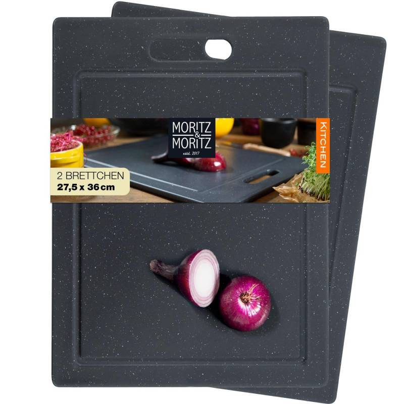Moritz & Moritz Schneidebrett Moritz & Moritz 2x Kunststoffbrett Granitoptik Schwarz groß, Kunststoff, (Granitoptik), 36 x 27,5 cm von Moritz & Moritz