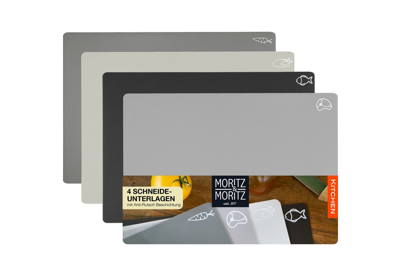 Moritz & Moritz Schneidebrett 4x Scheidematte Küche, Kunststoff, (4er Set), Je 28 x 38 cm von Moritz & Moritz