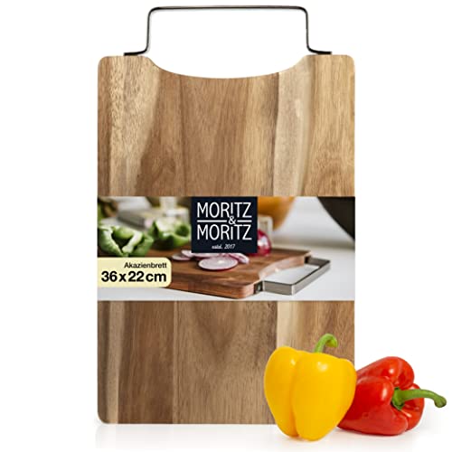 Moritz & Moritz Schneidebrett Holz 36x22cm - Holzschneidebrett aus massiver Akazie - Servierbrett Holz für Käseplatte - Holzbrett Küche langlebig, messerschonend, leicht zu reinigen Moritz & Moritz Schneidebrett Holz 36x22cm - Holzschneidebrett aus massiver Akazie - Servierbrett Holz für Käseplatte - Holzbrett Küche langlebig, messerschonend, leicht zu reinigen von Moritz & Moritz