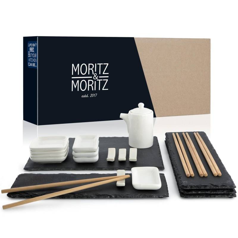 Moritz & Moritz Servierplatte Moritz & Moritz Sushi Set groß Schiefer, (22-TLG., 26-tlg), für 4 Personen von Moritz & Moritz