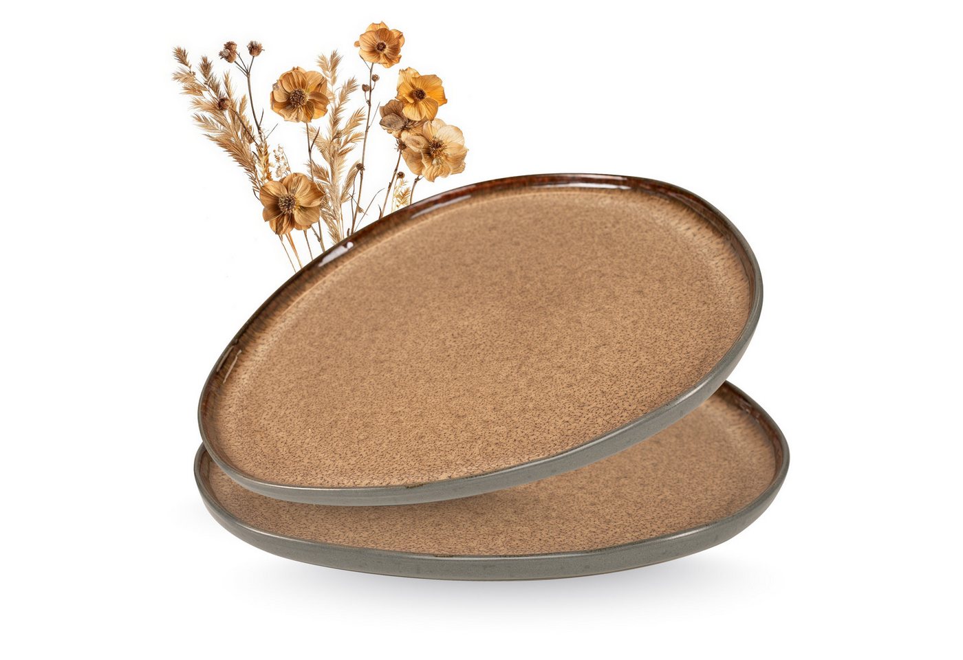 Moritz & Moritz Servierplatte ORGANIC Servierplatte 2er - Beige, Porzellan, (Set, 2-tlg., Set), Spülmaschinengeeignet von Moritz & Moritz