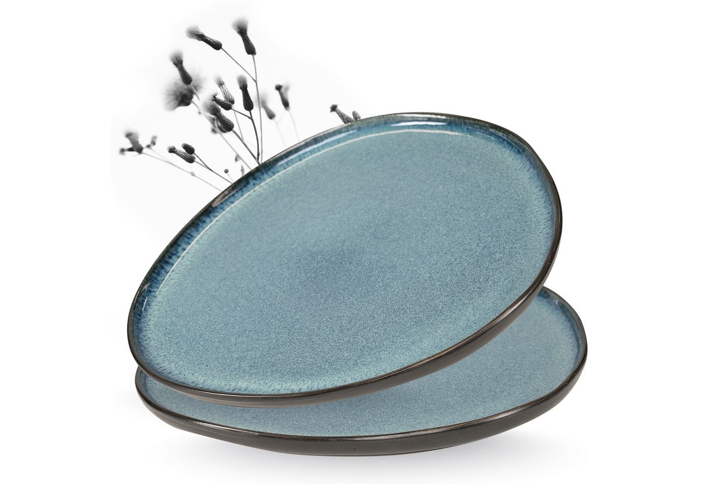 Moritz & Moritz Servierplatte ORGANIC Servierplatten 2er - Blau, Steinzeug, (Set, 2-tlg., Set), Spülmaschinengeeignet von Moritz & Moritz