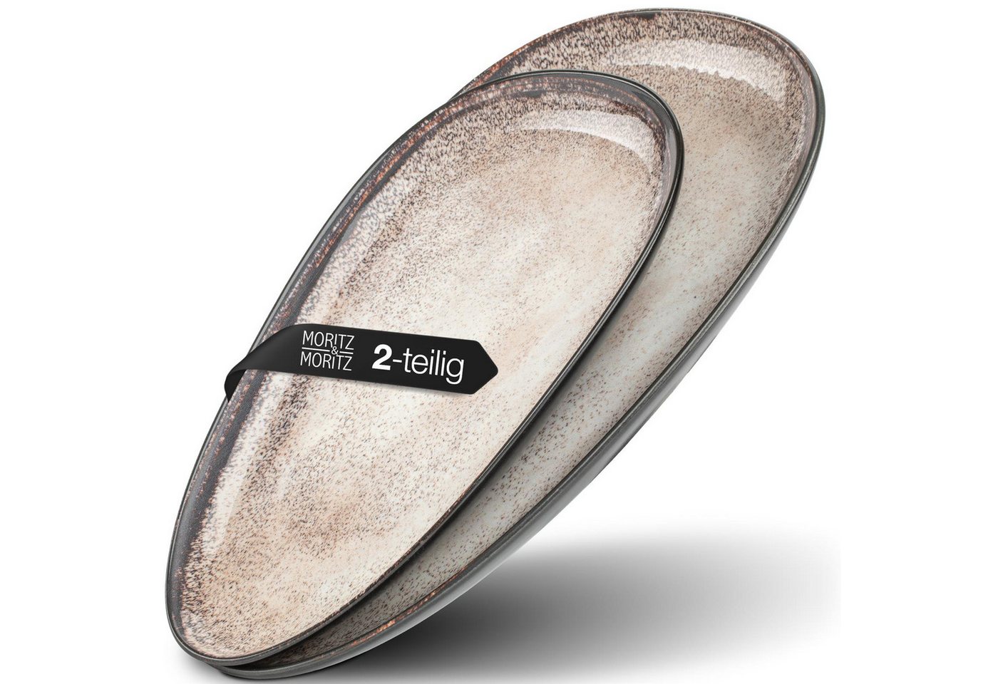 Moritz & Moritz Servierplatte VIDA 2x Servierteller Beige, Porzellan, (Set, 2-tlg., Set), Spülmaschinengeeignet von Moritz & Moritz