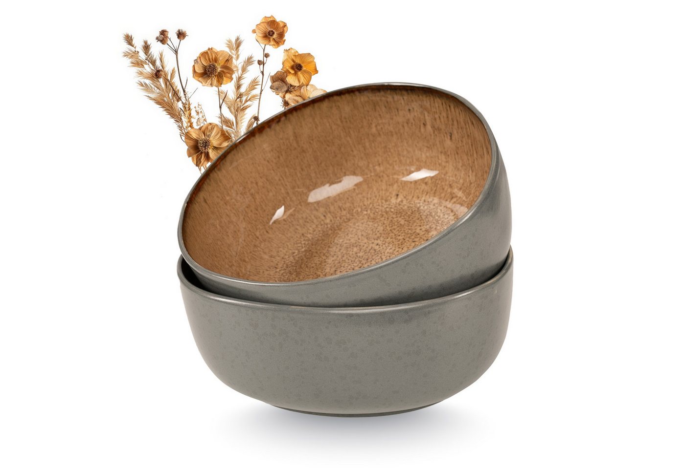 Moritz & Moritz Servierschale ORGANIC Servierschale 2er - Beige, Steinzeug, (Set, 2-tlg), Spülmaschinengeeignet von Moritz & Moritz