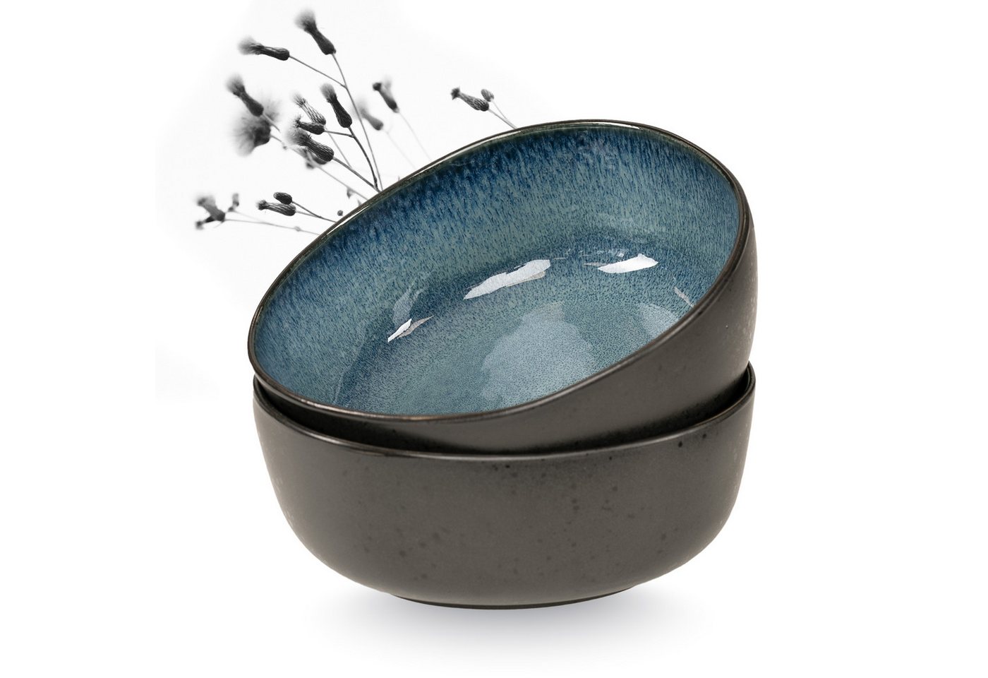 Moritz & Moritz Servierschale ORGANIC Servierschale 2er - Blau, Steinzeug, (Set, 2-tlg), Spülmaschinengeeignet von Moritz & Moritz