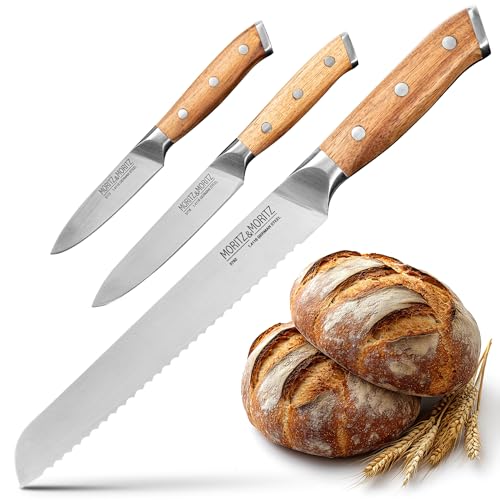 Moritz & Moritz Starter Messerset 3-teilig bestehend aus Universalmesser, Brotmesser und Gemüsemesser – ultrascharf, Ergonomisch und langlebig für präzise Schnitte - Messer Set perfekt für Hobbyköche Moritz & Moritz Starter Messerset 3-teilig bestehend aus Universalmesser, Brotmesser und Gemüsemesser – ultrascharf, Ergonomisch und langlebig für präzise Schnitte - Messer Set perfekt für Hobbyköche von Moritz & Moritz