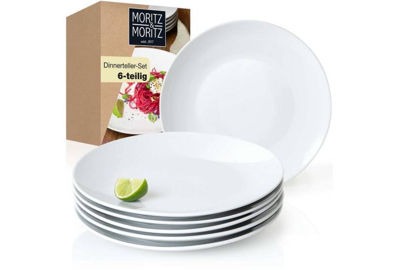 Moritz & Moritz Tafelservice BASIC Dinnerteller Set (6-tlg), 6 Personen, Porzellan, für 6 Personen - spülmaschinen- und mikrowellengeeignet von Moritz & Moritz