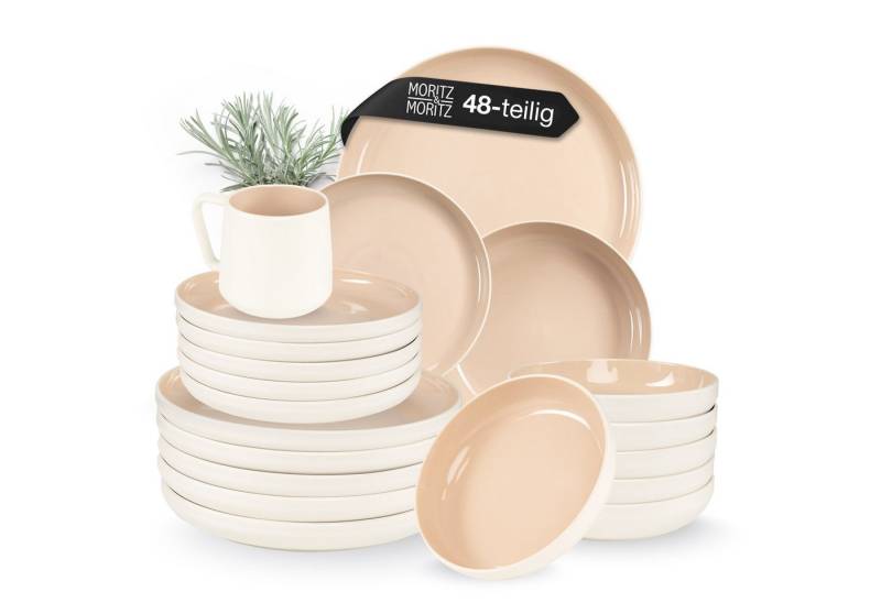 Moritz & Moritz Tafelservice CAVO Geschirrset Almond (48-tlg), 12 Personen, Steinzeug von Moritz & Moritz