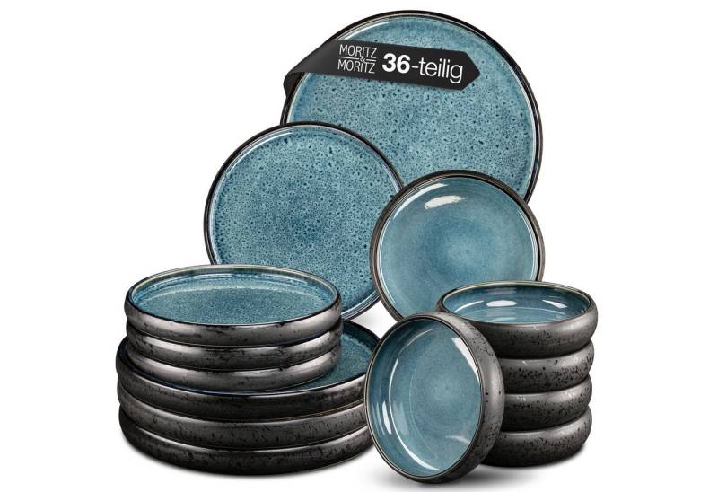 Moritz & Moritz Tafelservice SOLID Geschirrset Blau (36-tlg), 12 Personen, Steinzeug, Kombigeschirr für 12 Personen von Moritz & Moritz