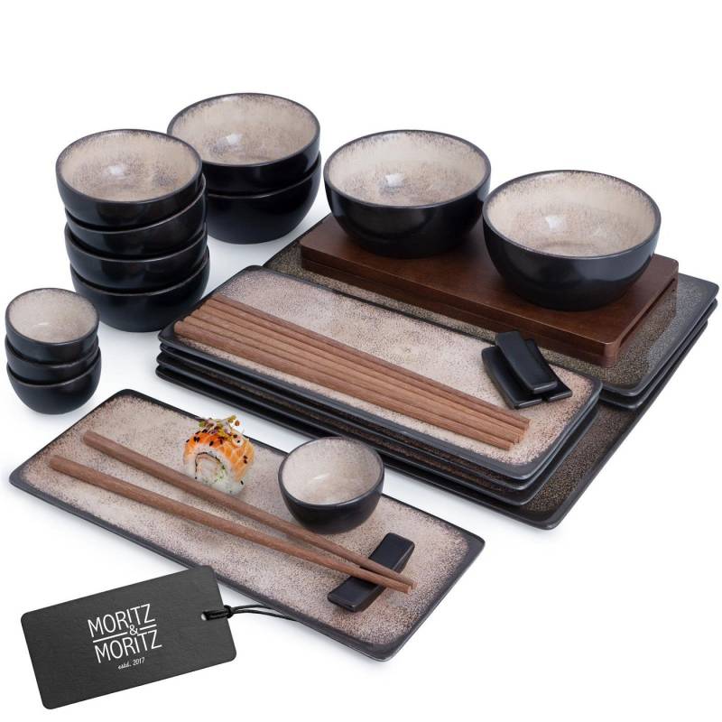 Moritz & Moritz Tafelservice VIDA Sushi Set Beige (33-tlg), 4 Personen, für 4 Personen - 29 Teile von Moritz & Moritz