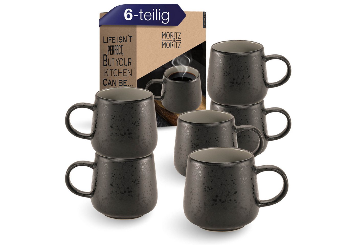 Moritz & Moritz Tasse Moritz & Moritz SOLID UNI Tassen 6x Grau, Steinzeug, für 6 Personen - spülmaschinen- und mikrowellengeeignet Moritz & Moritz Tasse Moritz & Moritz SOLID UNI Tassen 6x Grau, Steinzeug, für 6 Personen - spülmaschinen- und mikrowellengeeignet von Moritz & Moritz