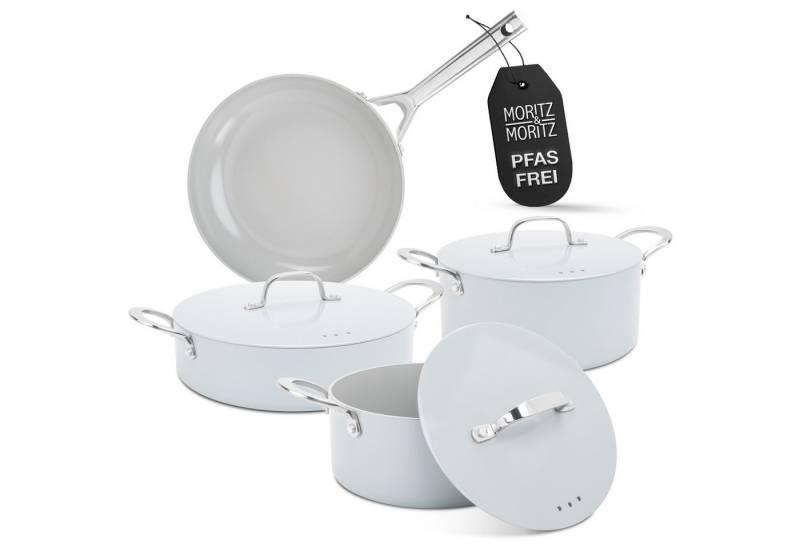 Moritz & Moritz Topf-Set 7-tlg Topf- und Pfannenset Grau, Aluminium (Set, 7-tlg., Set), für alle Herdarten geeignet von Moritz & Moritz