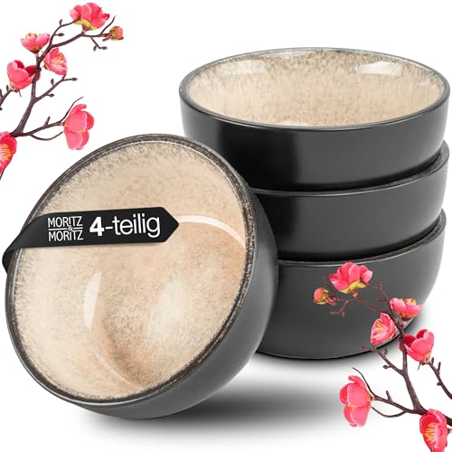 Moritz & Moritz VIDA 4x Miso Schüssel Set 12 cm Ø - Japanisches Geschirr Set aus Keramik für Miso Suppe, Dip und Snacks von Moritz & Moritz