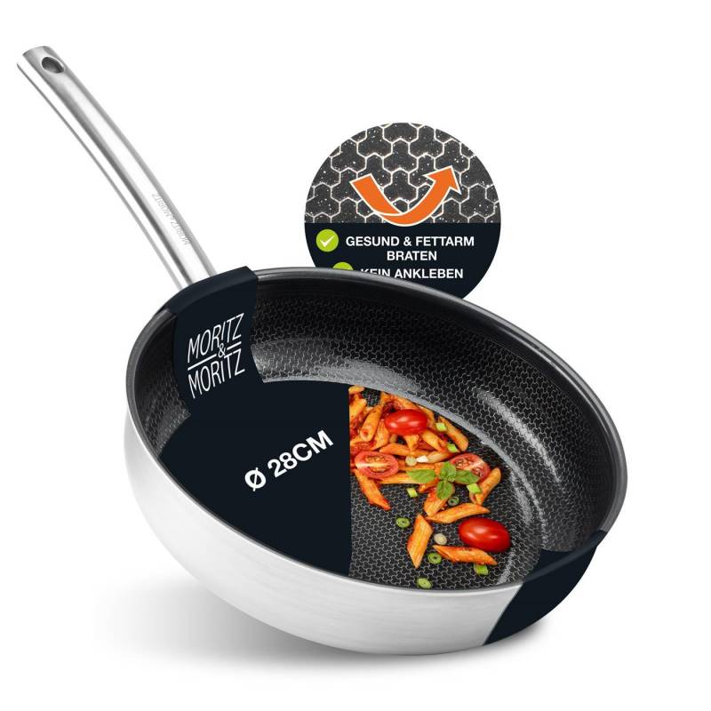 Moritz & Moritz Wok Pfanne gerader Rand 28cm, 304 Edelstahl von Moritz & Moritz