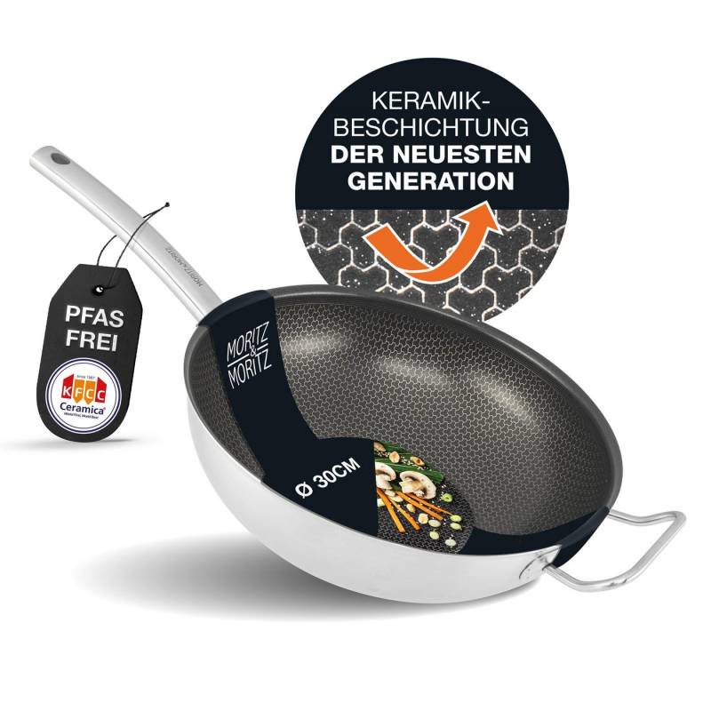 Moritz & Moritz Wok Wokpfanne 30cm, Edelstahl (Wok), Antihaft von Moritz & Moritz