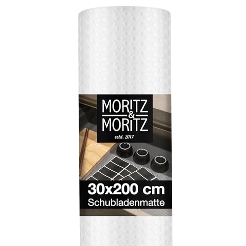 Moritz & Moritz transparente Schubladenmatte 30cm breit – Antirutschmatte Schubladen 30x200 cm – Als Schubladeneinlage Küche oder Schrankfolie – Inkl. 10 Tafelaufkleber von Moritz & Moritz