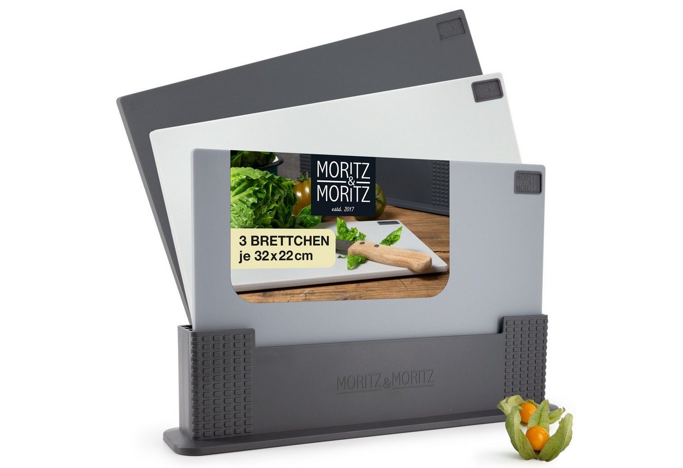 Moritz & Moritz Schneidebrett 3x Piazza Schneidebrett Kunststoff Set, Kunststoff, (3er Set), Spülmaschinengeeignet und hygienisch von Moritz & Moritz