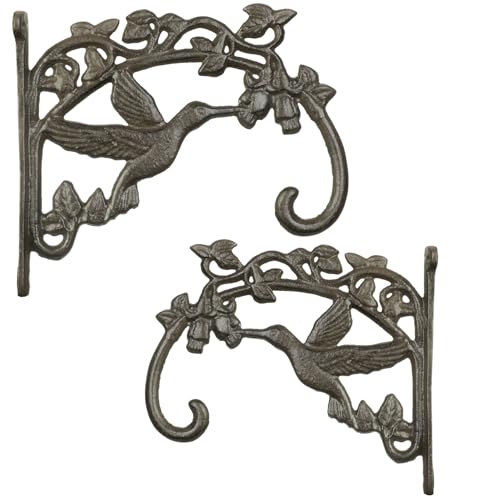 2er Set Wandhaken Kolibri Gusseisen Antik Braun 19,5 x 17 cm Wandhalter Haken für Blumenampel Laterne Blumentopf Garten Balkon Dekohalterung Hakenhalter Landhausstil von Moritz