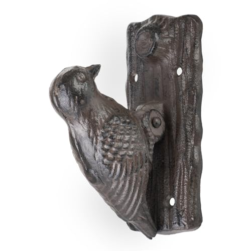 Antiker Türklopfer Vogel Specht Gusseisen Braun - rustikaler Türklopfer aus Eisen im Landhausstil - Vintage Deko für Haustür oder Gartentor wetterfest und massiv von Moritz