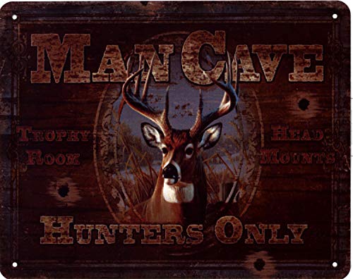 Blechschild Man Cave Hunters Only Reh 20 x 25 cm Deko Schild mit Aufdruck Aufschrift von Moritz