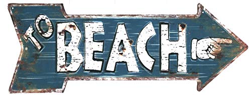 Blechschild Pfeil To Beach Finger 20 x 50 cm Deko Schild 3D Prägung mit Aufdruck Aufschrift von Moritz