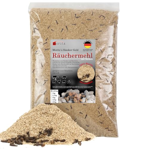 Moritz 0,85kg Räuchermehl Buche mit Nelke fein 0,5-1 mm Räuchern I Kalträuchern von Fisch Fleisch Wurst Käse Gemüse auch für BBQ I Grill - Räucherspäne von Moritz