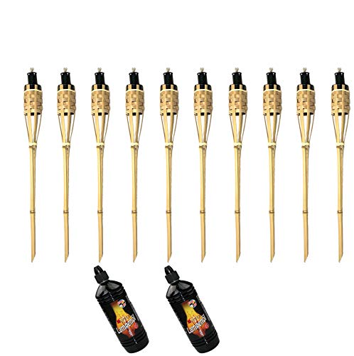 Moritz 10x Bambusfackeln Fackel Deluxe 90 cm Standard Natur + 2X 1000ml Lampenöl Gartenfackel Ölfackeln Garten Deko Öllampe Wegleuchte von Moritz