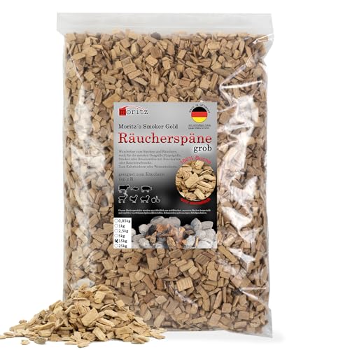 Moritz 15kg Räucherspäne Buche grob 6-12 mm Räuchern I Kalträuchern von Fisch Fleisch Wurst Käse Gemüse auch für BBQ I Grill - Räuchermehl von Moritz