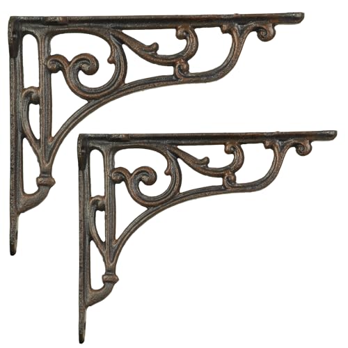 Moritz 2 Stück Wandwinkel Regalträger Regalhalter Wandträger aus Gusseisen Größe 16,5 cm x 20,5 cm - ca. 4 mm Bohrlöcher in antikem braun antik Optik Stil von Moritz