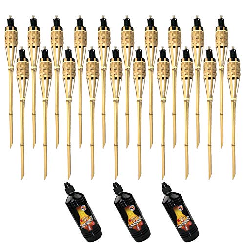 Moritz 20x Bambusfackeln Fackel Deluxe 60 cm Standard Natur + 3X 1000ml Lampenöl Gartenfackel Ölfackeln Garten Deko Öllampe Wegleuchte von Moritz