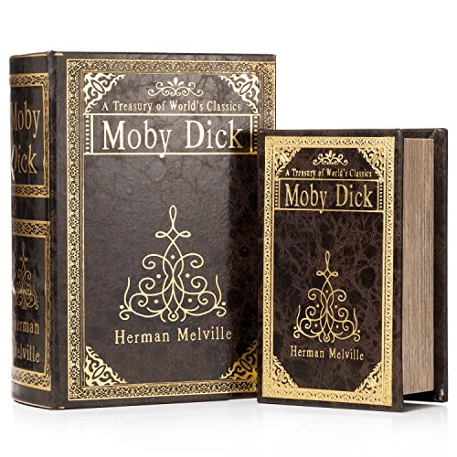 Moritz 2er Set Buchtresor Buchattrappe Deko Moby Dick Wal goldfarben verziert Buch Safe Box Schatulle Buchhülle Geldversteck von Moritz