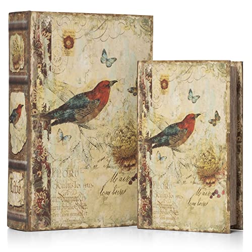 Moritz 2er Set Buchtresor Buchattrappe Deko Vogel und Schmetterlinge Buch Safe Box Schatulle Buchhülle Geldversteck von Moritz