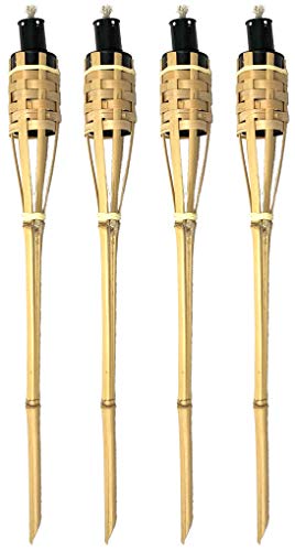 Moritz 4 Stück Bambusfackeln Fackel Deluxe 60 cm Natur Gartenfackel Ölfackeln Garten Deko Öllampe Wegleuchte von Moritz