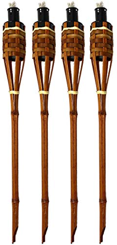 Moritz 4 Stück Bambusfackeln Fackel Deluxe 60 cm dunkelbraun Gartenfackel Ölfackeln Garten Deko Öllampe Wegleuchte von Moritz
