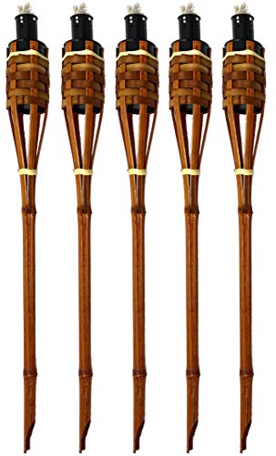 Moritz 5 Stück Bambusfackeln Fackel Deluxe 60 cm Dunkelbraun Gartenfackel Ölfackeln Garten Deko Öllampe Wegleuchte von Moritz