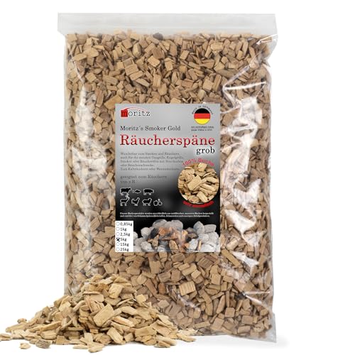 Moritz 5kg Räucherspäne Buche grob 6-12 mm Räuchern I Kalträuchern von Fisch Fleisch Wurst Käse Gemüse auch für BBQ I Grill - Räuchermehl von Moritz