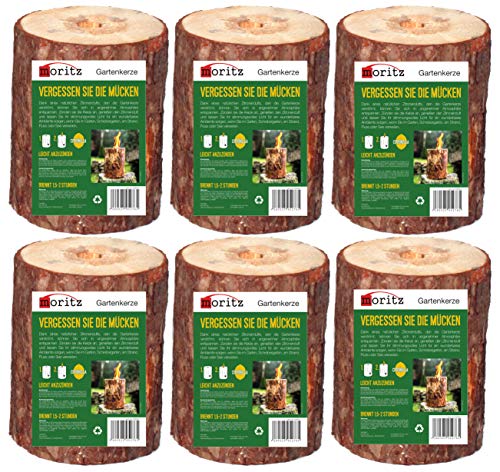 Moritz 6X Schwedenfeuer Citronella Geruch Baumfackel inkl. Anzünddocht Finnenfackel Gartenfackel Fackel Holz Partyfackel 1,5-2 Stunden Brenndauer 20cm hoch von Moritz