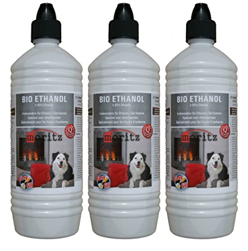 Moritz Bio Ethanol 3 x 1000 ml I flüssiges Bioethanol für Ethanol Kamin Tischkamin Tischfeuer Kaminofen Outdoor Ofen von Moritz