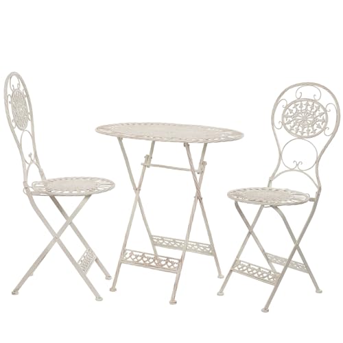 Moritz Bistro Set Tisch oval + 2 Stühle weiß antik 3-teilig Sitzgruppe Balkonmöbel Gartendeko Set Bistrotisch Bistrostühle aus Gusseisen Moritz Bistro Set Tisch oval + 2 Stühle weiß antik 3-teilig Sitzgruppe Balkonmöbel Gartendeko Set Bistrotisch Bistrostühle aus Gusseisen von Moritz