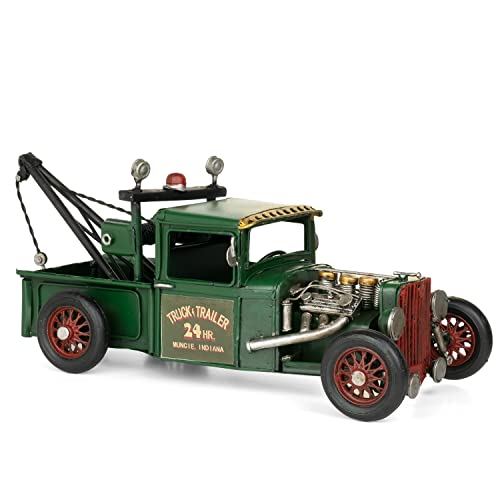 Moritz Blech-Deko Auto Abschleppfahrzeug grün Blechdekoration Blechmodell Modellauto Retro Sammlerstück Vintage Deko Nostalgie Antik Style von Moritz