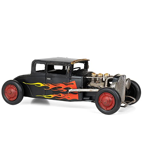 Moritz Blech-Deko Rennwagen mit Flammen Bemalung Blechdekoration Blechmodell Modellauto Retro Sammlerstück Vintage Deko Nostalgie Antik Style von Moritz