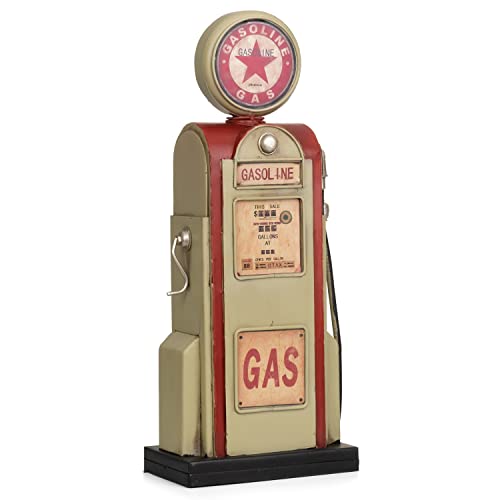 Moritz Blech-Deko Spardose Zapfsäule Gasoline rot weiß Blechdekoration Blechmodell Modellauto Retro Sammlerstück Vintage Deko Nostalgie Antik Style von Moritz