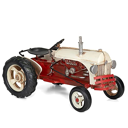 Moritz Blechauto Oldtimer Traktor rot/weiß Retro Dekorationsartikel Sammelobjekt Nostalgie Blech Trecker von Moritz