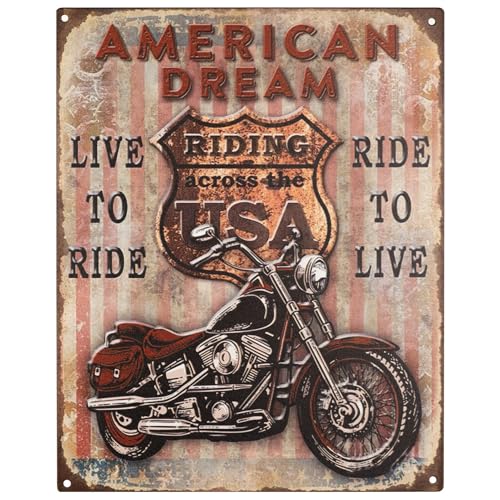Moritz Blechschild 20 x 25 cm American Dream Live to Ride USA Deko Metallschild Retro Vintage Retro Sprüche lustig Moritz Blechschild 20 x 25 cm American Dream Live to Ride USA Deko Metallschild Retro Vintage Retro Sprüche lustig von Moritz
