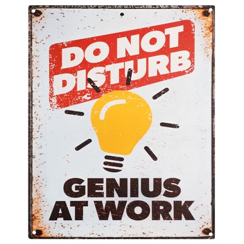 Moritz Blechschild 20 x 25 cm Do Not Disturb Genius at Work Deko Metallschild Retro Vintage Retro Sprüche lustig von Moritz