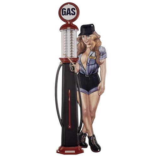 Moritz Blechschild 24 x 70 cm Gas Station Car Girl Tankstelle Power Frau Deko Metallschild Retro Vintage Retro Sprüche lustig von Moritz