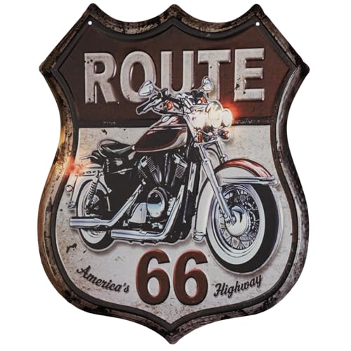 Moritz Blechschild 40 x 50 cm Route 66 Straßenschild Motorrad Deko Metallschild Retro Vintage Retro Sprüche lustig von Moritz